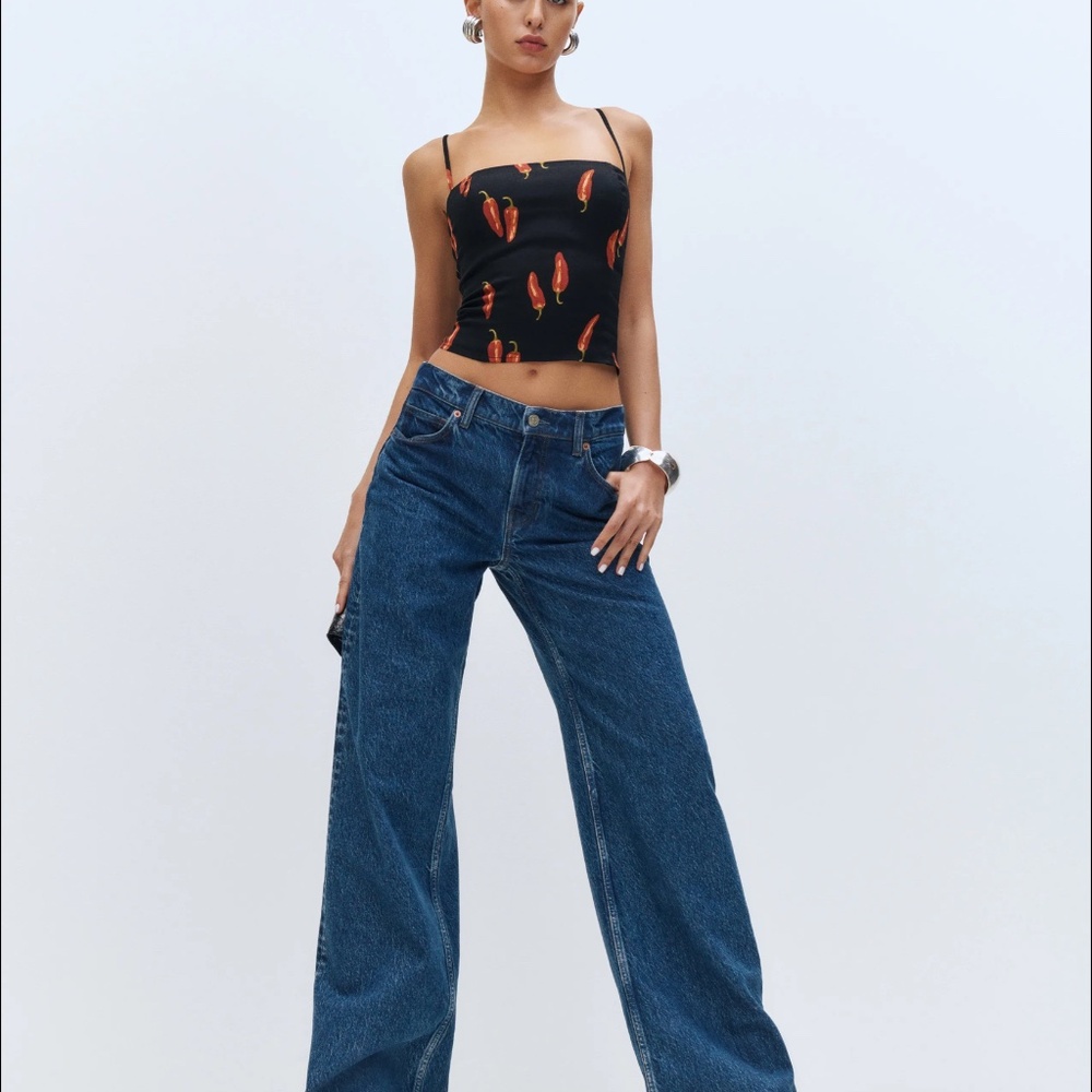 NWT Reformation Cary Low Rise Slouchy Wide Leg Jeans Blue - Size 32